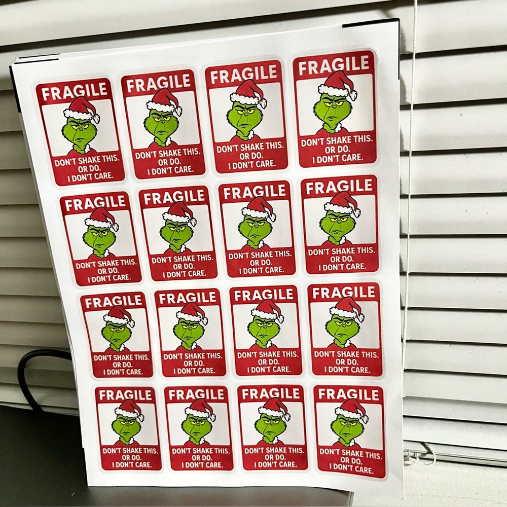 16 Handmade Grinch Stickers